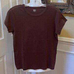 Mossimo Size Large Brown Short Sleeve Round Neck T-shirt